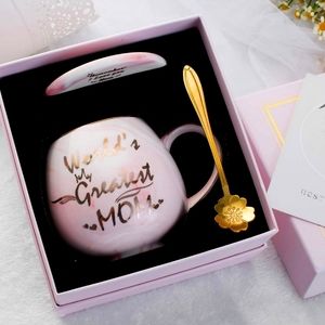 Brand New - World's Greatest Mom Pink Marble Ceramic Coffee Mug